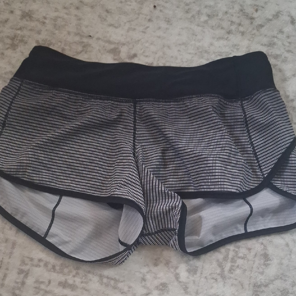 lululemon athletica Black & White Striped Running Shorts